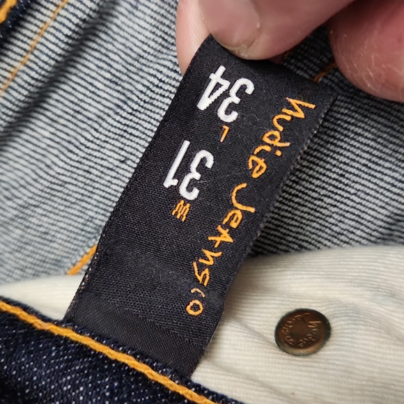 NUDIE BUTTON GRIM TIM ORGANIC DRY NAVY JEAN - Picture 6 of 14